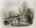 Petit pont pointu sur l'Euille - © Dessin de Henri Maignan - Michel Dubau - Inventaire / Région Aquitaine